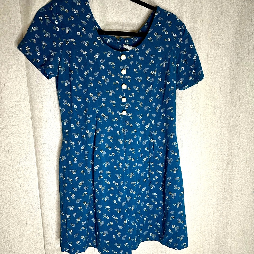 Vintage Stuart Alan Petites Blue Floral Romper